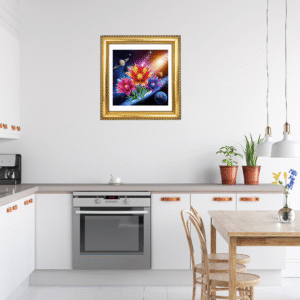 🎨 cosmic flower wall art – surreal galaxy botanical print | digital download (20x20" & more)