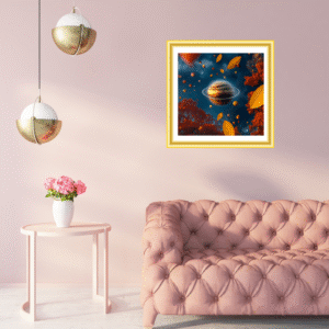 🌟cosmic art print – vibrant red & blue planet poster | digital space decor (20x20")